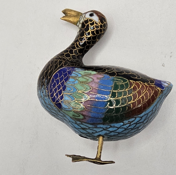 Vtg Cloissone Enameled Brass Duck - Picture 3 of 11